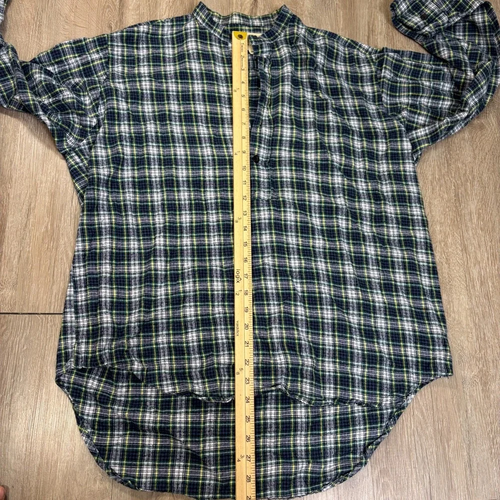 MAGEE Ireland Grandfather Flannel Popover Shirt Men's Size XL Green Plaid Cotton